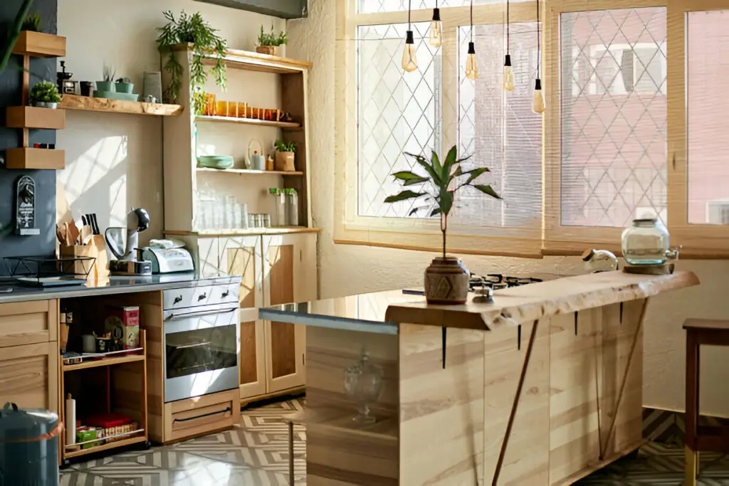10 Eco-Friendly Kitchen Cabinet Storage Ideas for a Greener Home 6 Rustic kitchen with natural wood cabinets