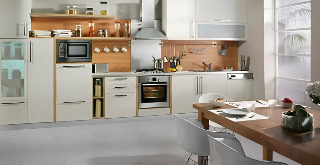 10 Eco-Friendly Kitchen Cabinet Storage Ideas for a Greener Home 11 Modern kitchen with dining area and built-in appliances