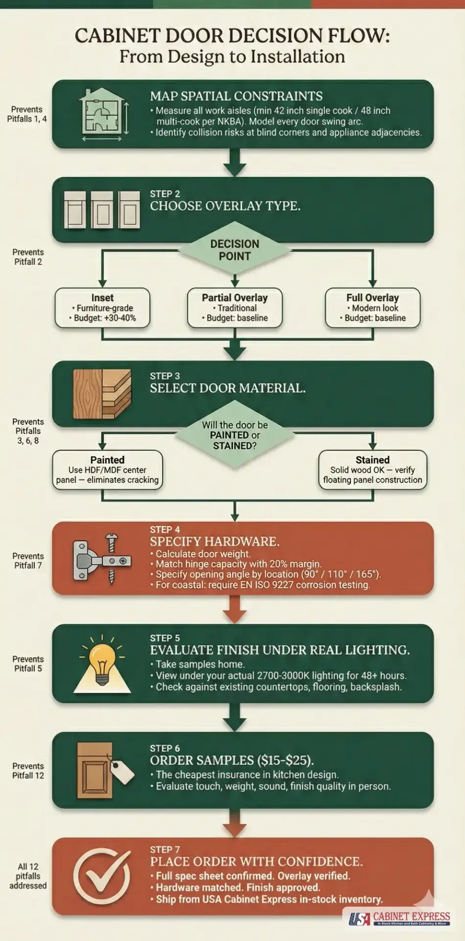 Avoiding Common Pitfalls in Kitchen Cabinet Door Design and Selection 5 Decision Flow From Design to Installation. Cabinet Door Decision Flow. From Design to Installation