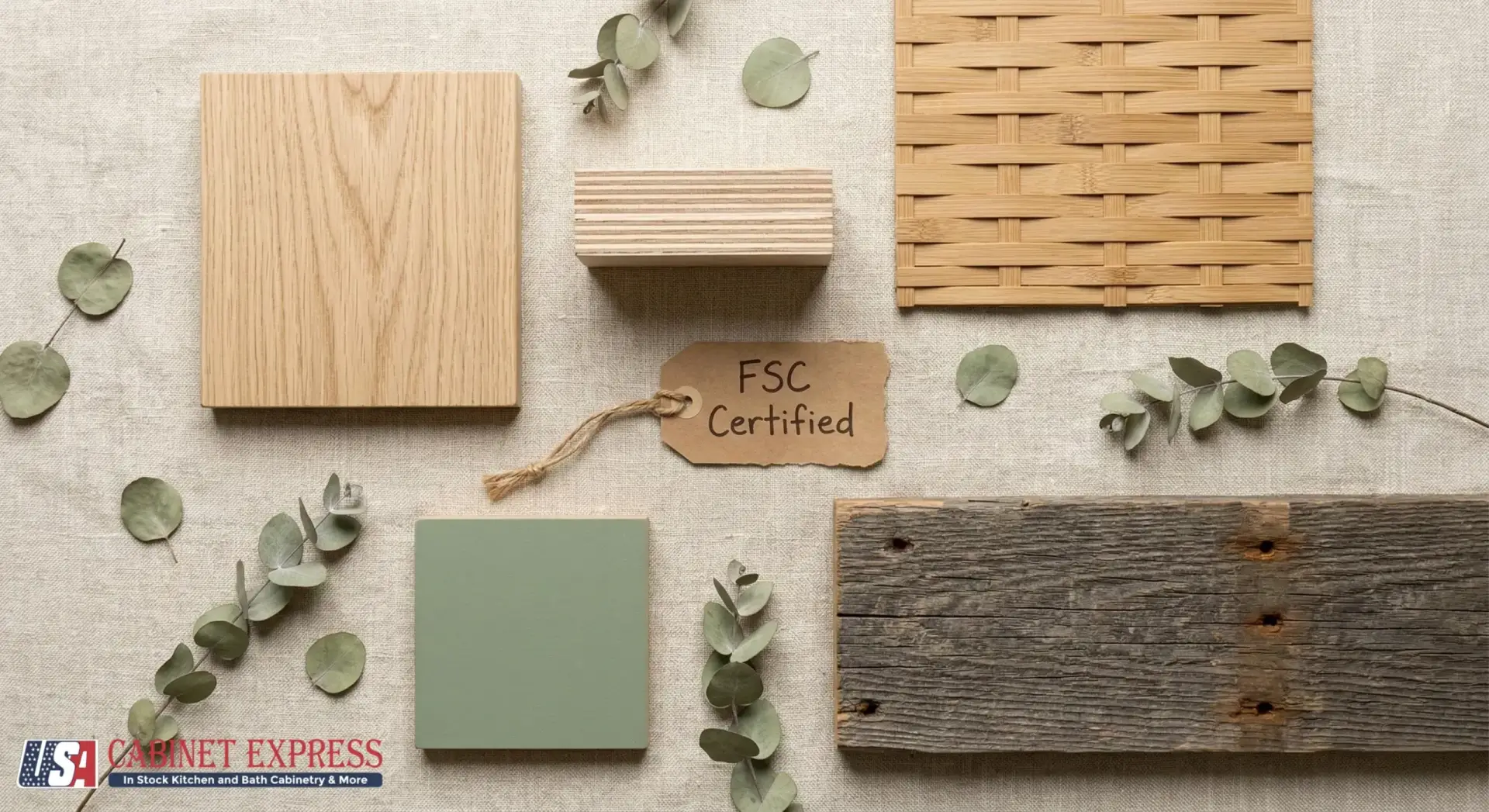 sustainable-kitchen-cabinet-materials-flat-lay-fsc-certified-wood-bamboo-reclaimed