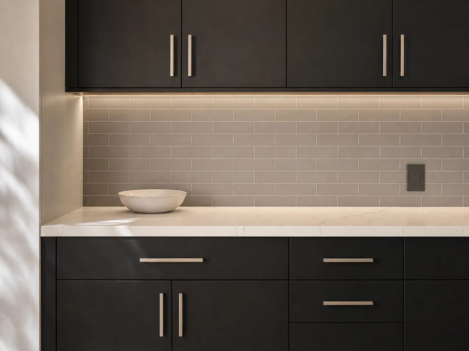 grey-tile-backsplash-black-cabinets