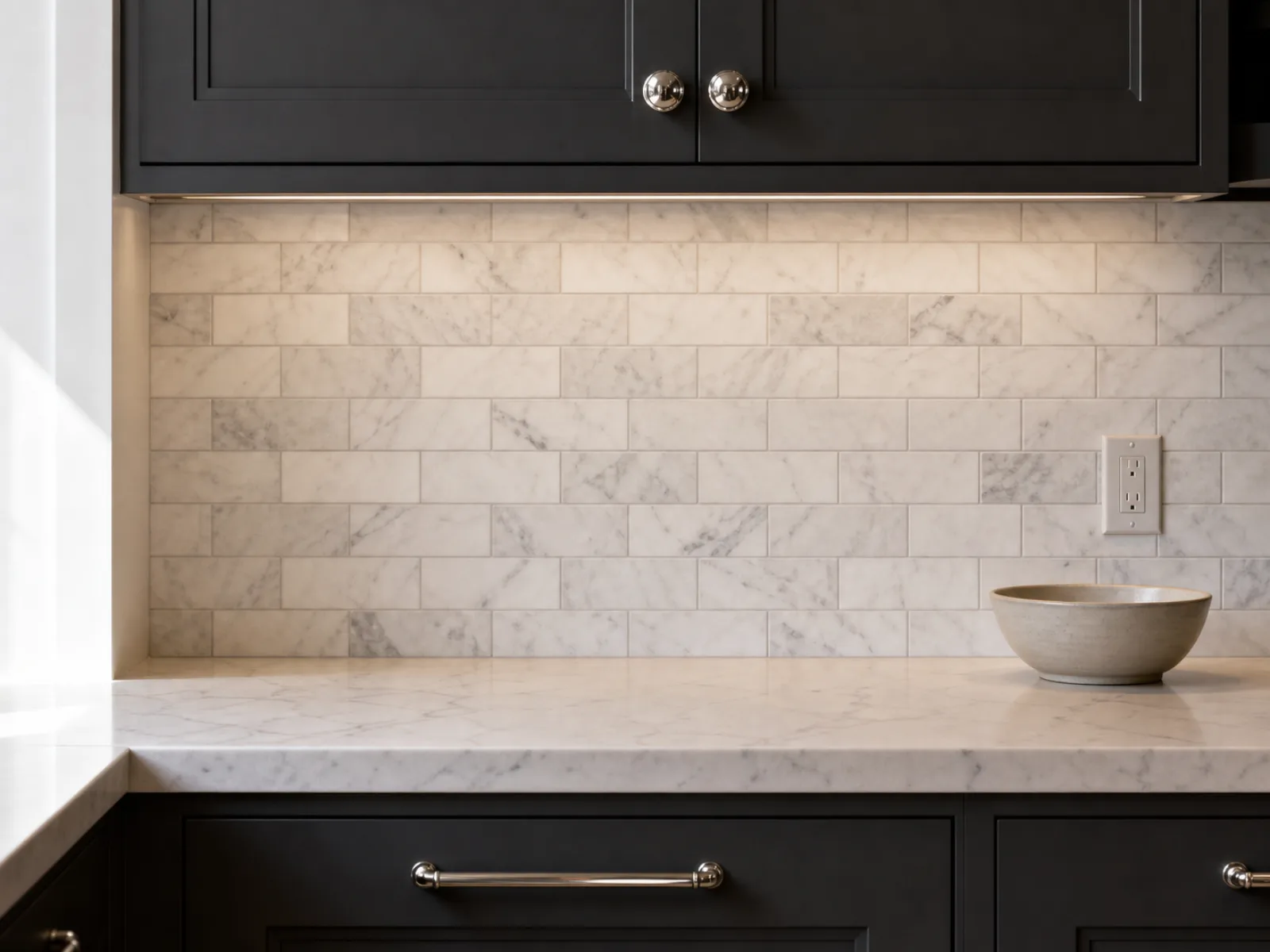 marble-subway-tile-backsplash-dark-cabinets